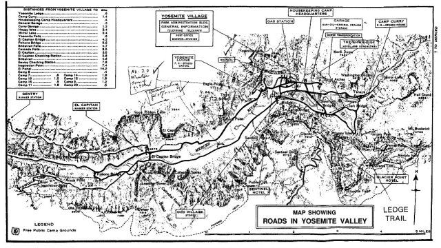 Yosemite Valley Road Map, 1929