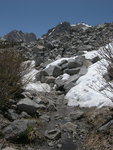Melting snow on the Kearsarge Pass Trail