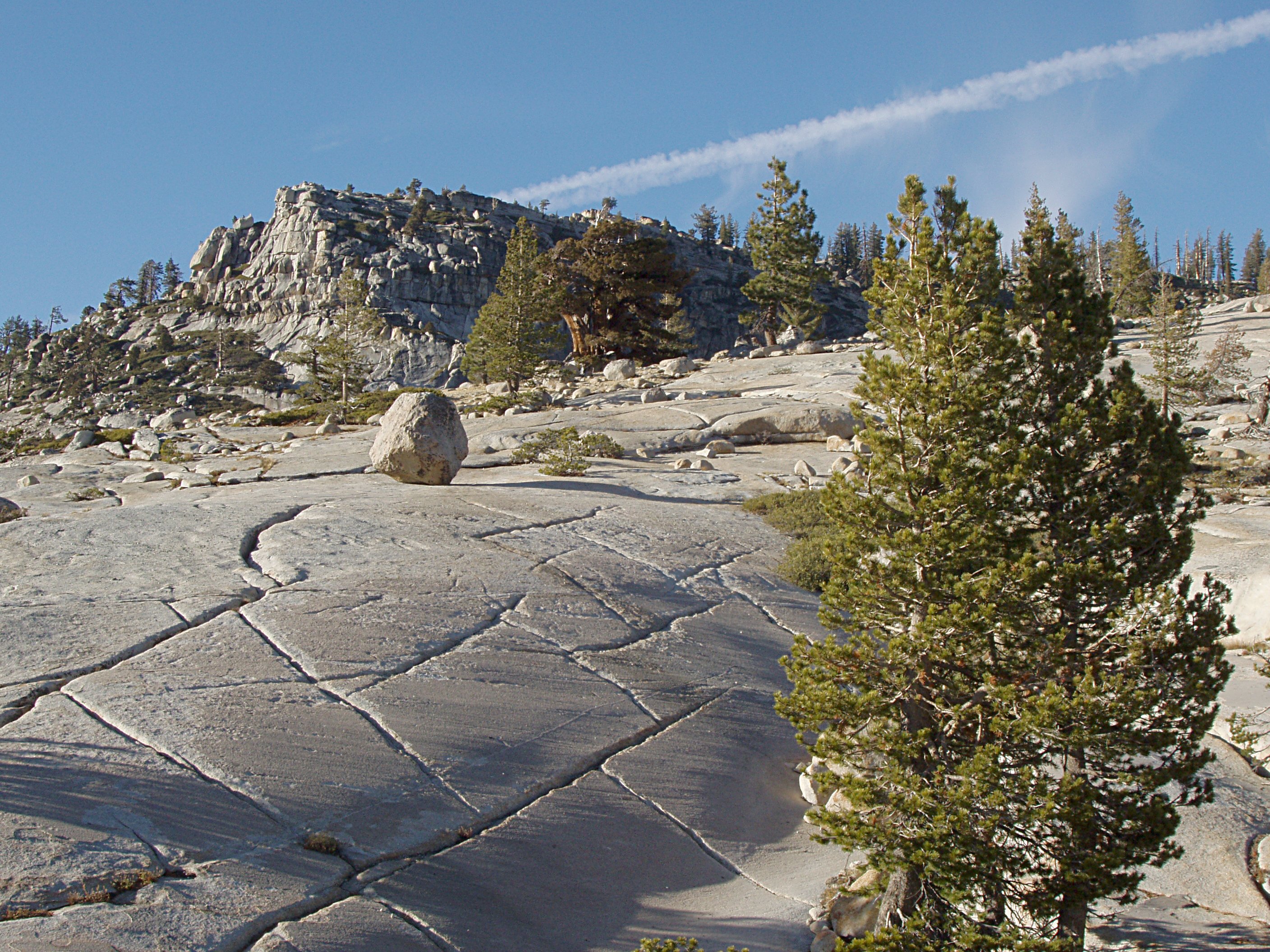 Glacial Polish and Erratic Boulder in Yosemite High Country
