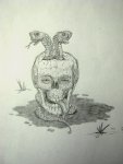 Skull with Snakes