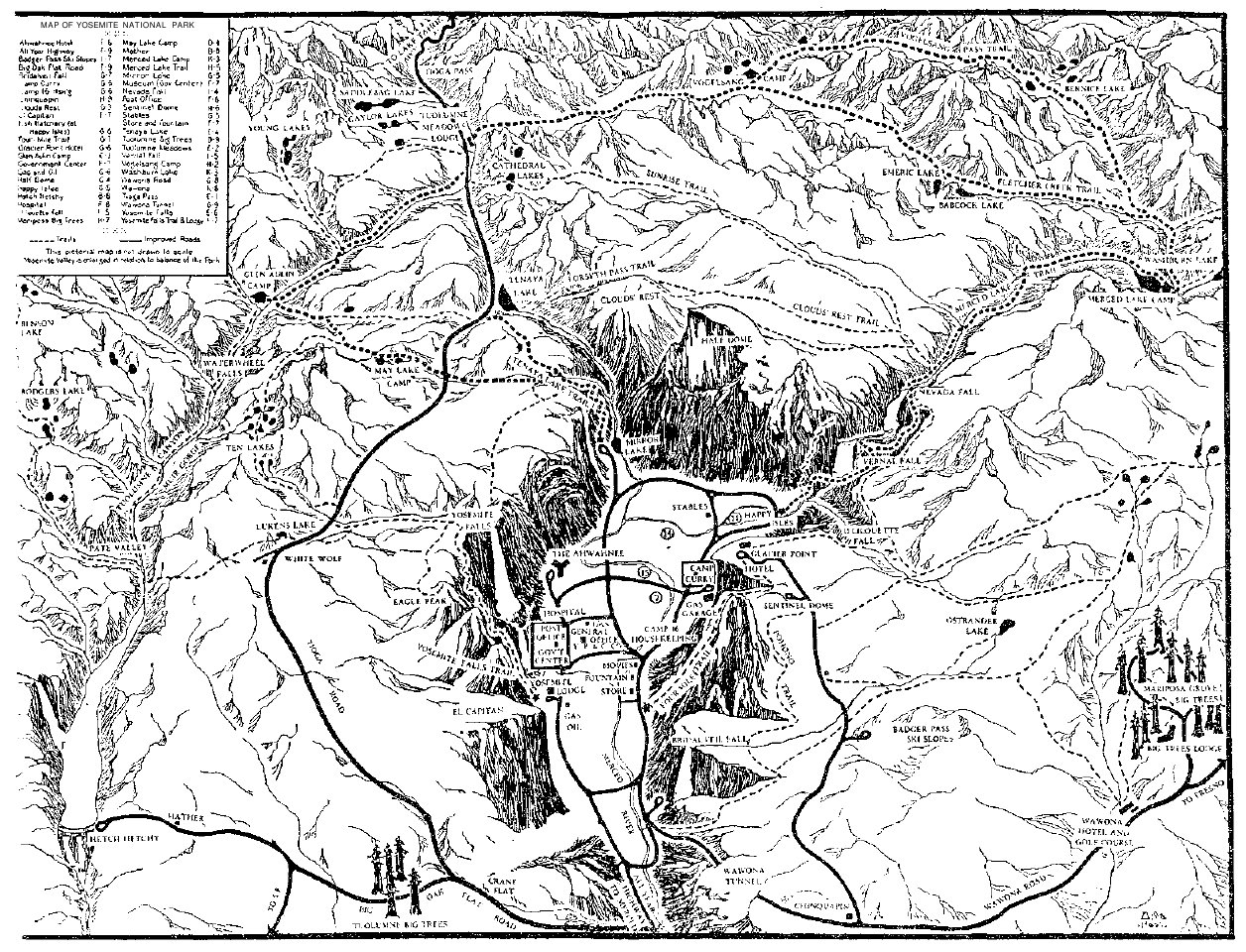 Yosemite Map, 1948