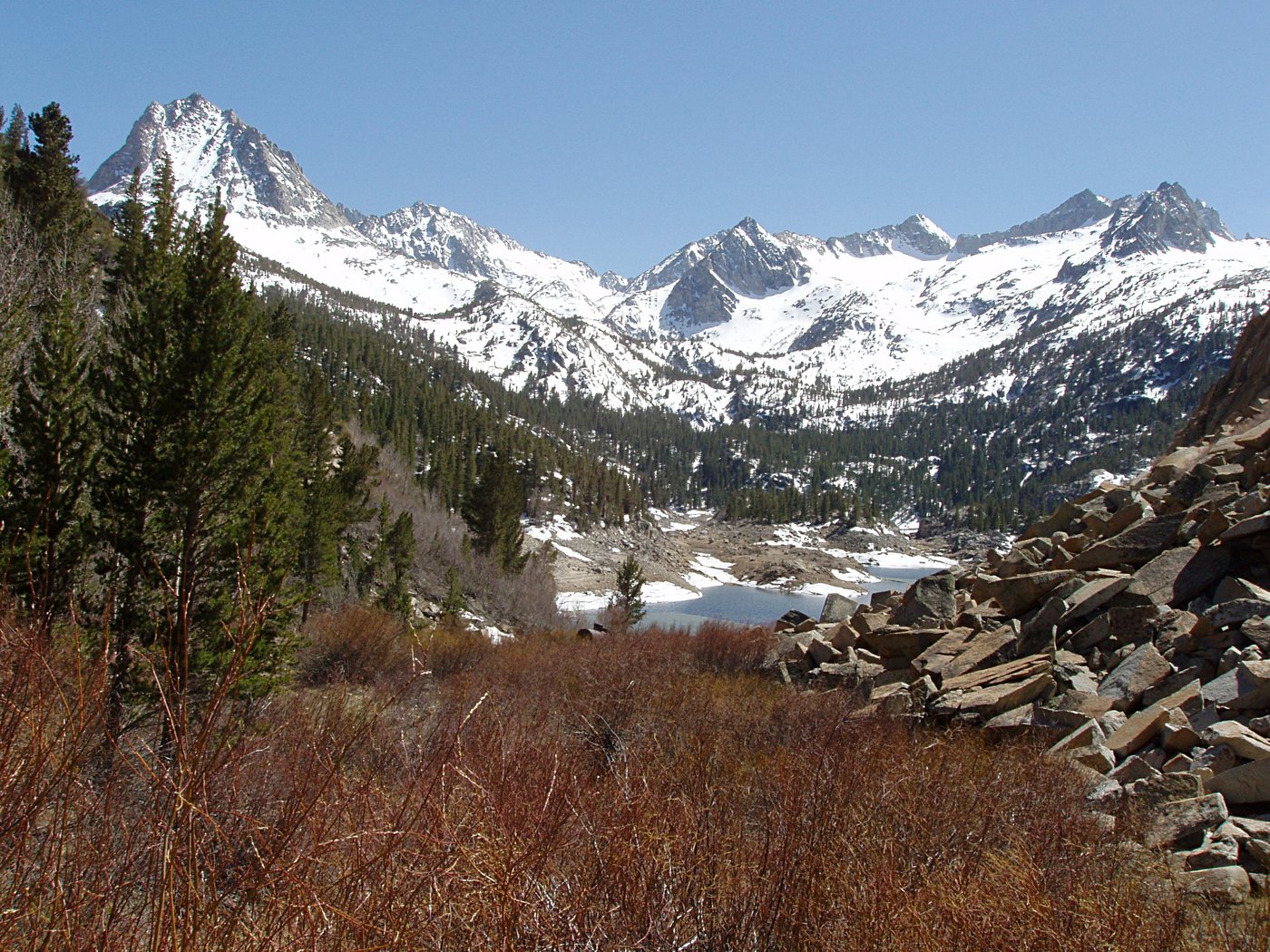 Sierra Peaks in May at a Mostly Empty South Lake