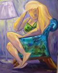 Figure In A Blue Chair