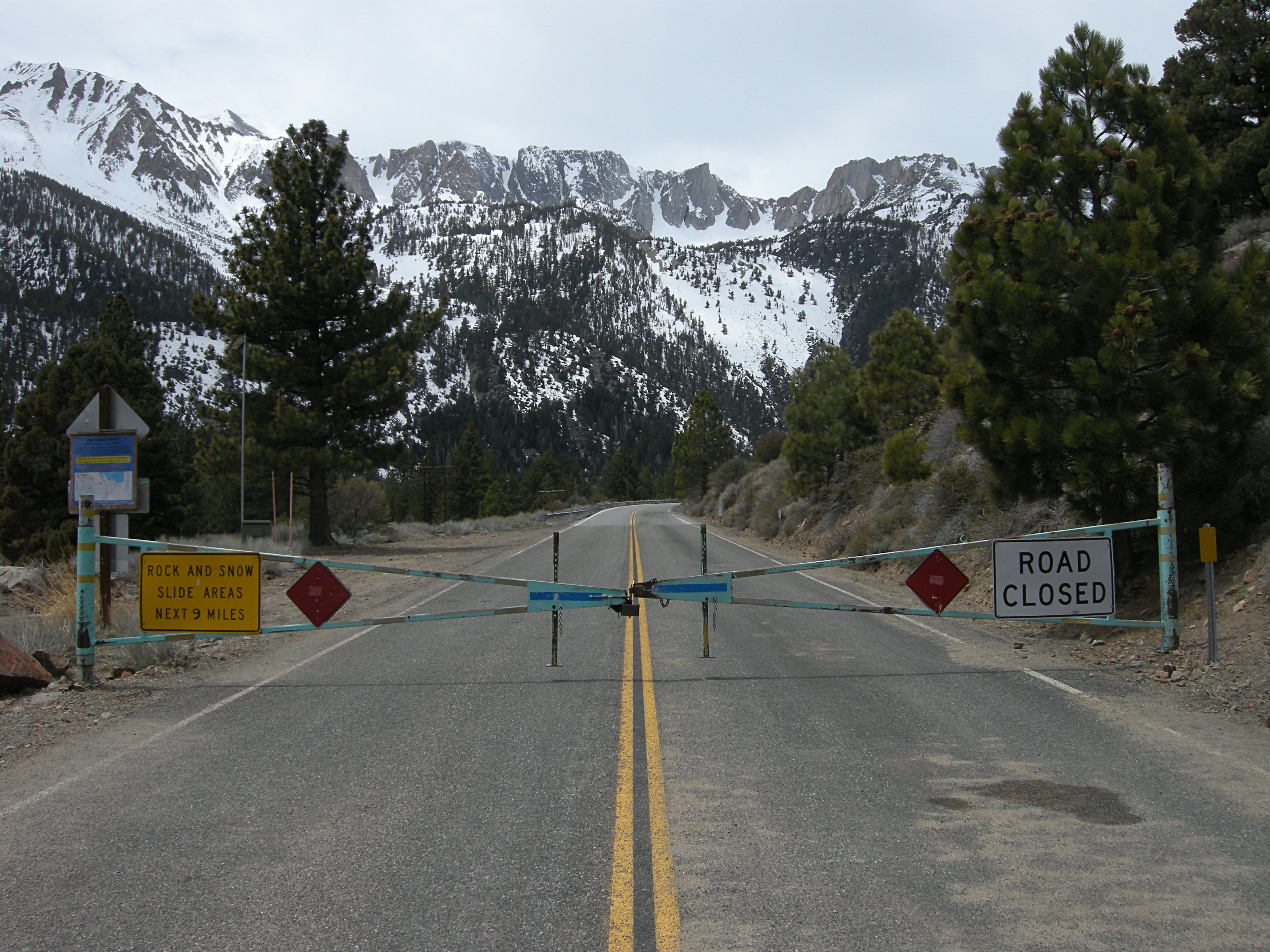 Locked gate on Highway 120 below Tioga Pass