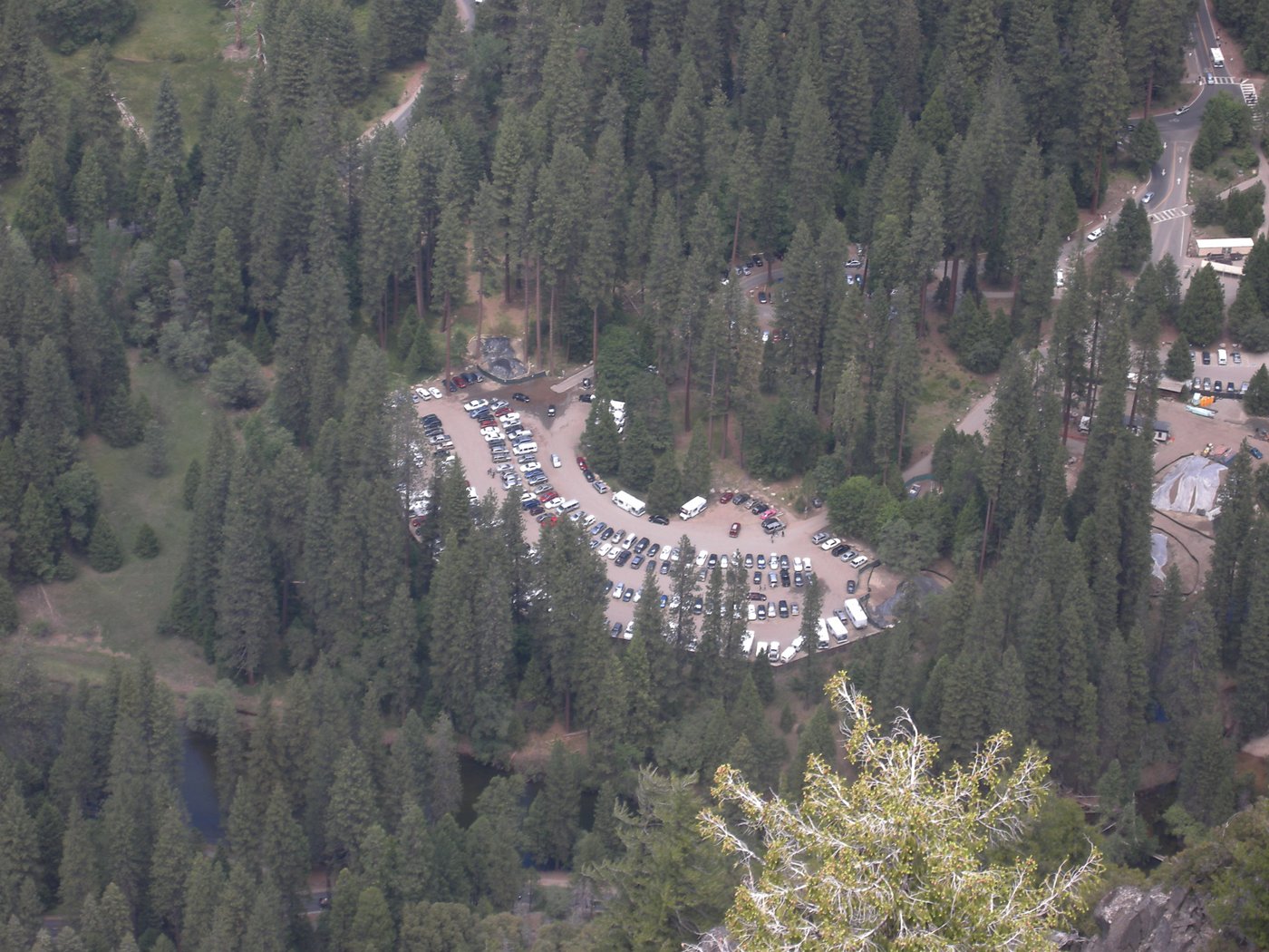 Looking down at the Day Use Parking Area