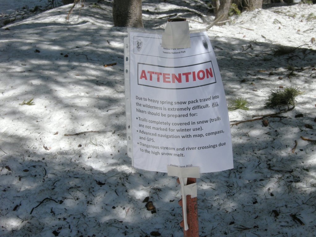 Warning at Sunrise Trailhead