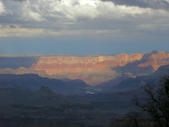 Grand Canyon, Colorado River, Clouds and Sun