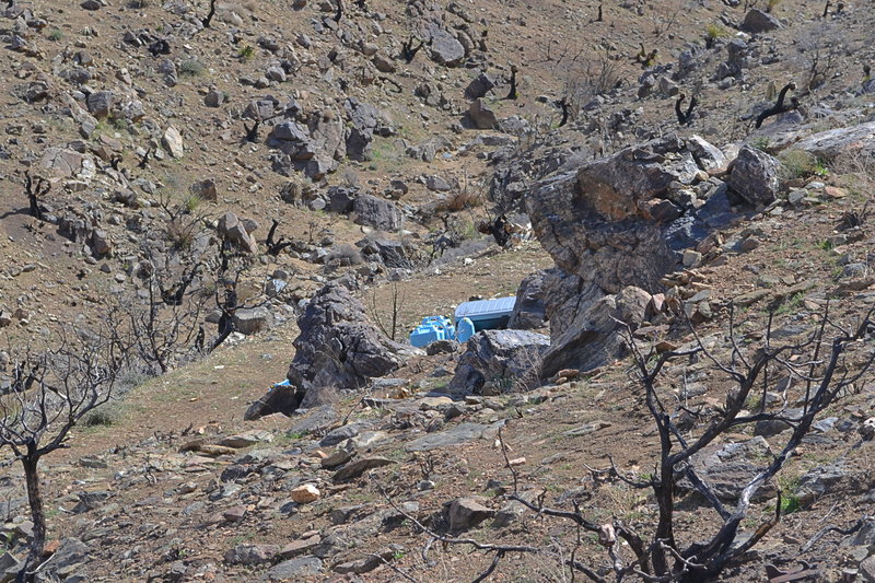 Water and supply cache on the Lost Horse Mine trail