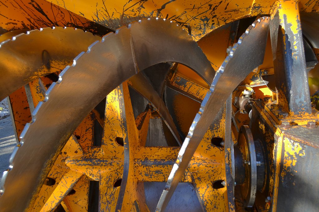 Rotary snowplow blades on plow used to open Tioga Road