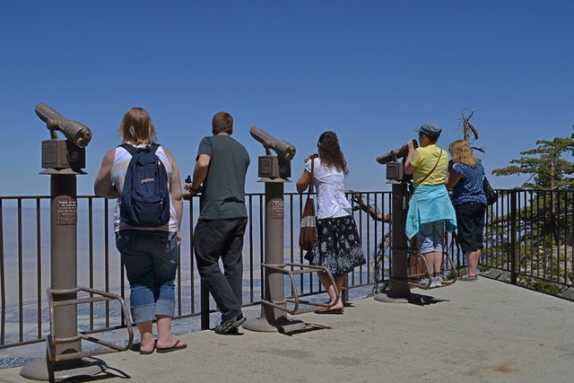 People looking at the view from the tram station