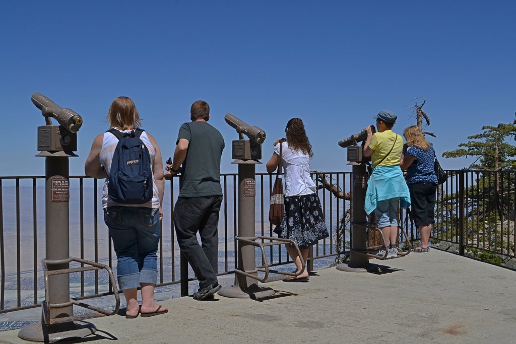People looking at the view from the tram station