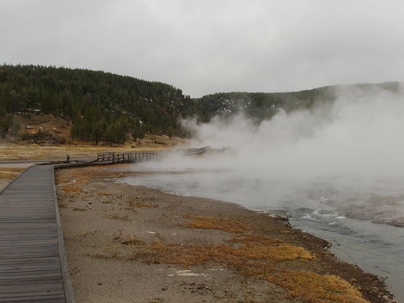 Boiling Creek Heading to Fog Enshrouded Hot Lake