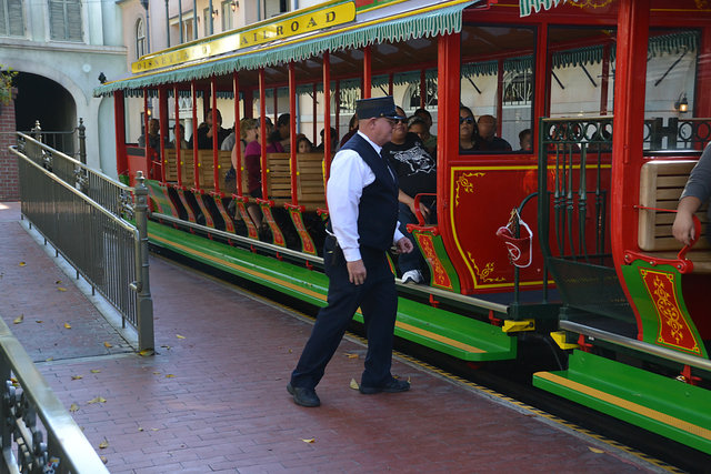 Conductor Steve heads for his train