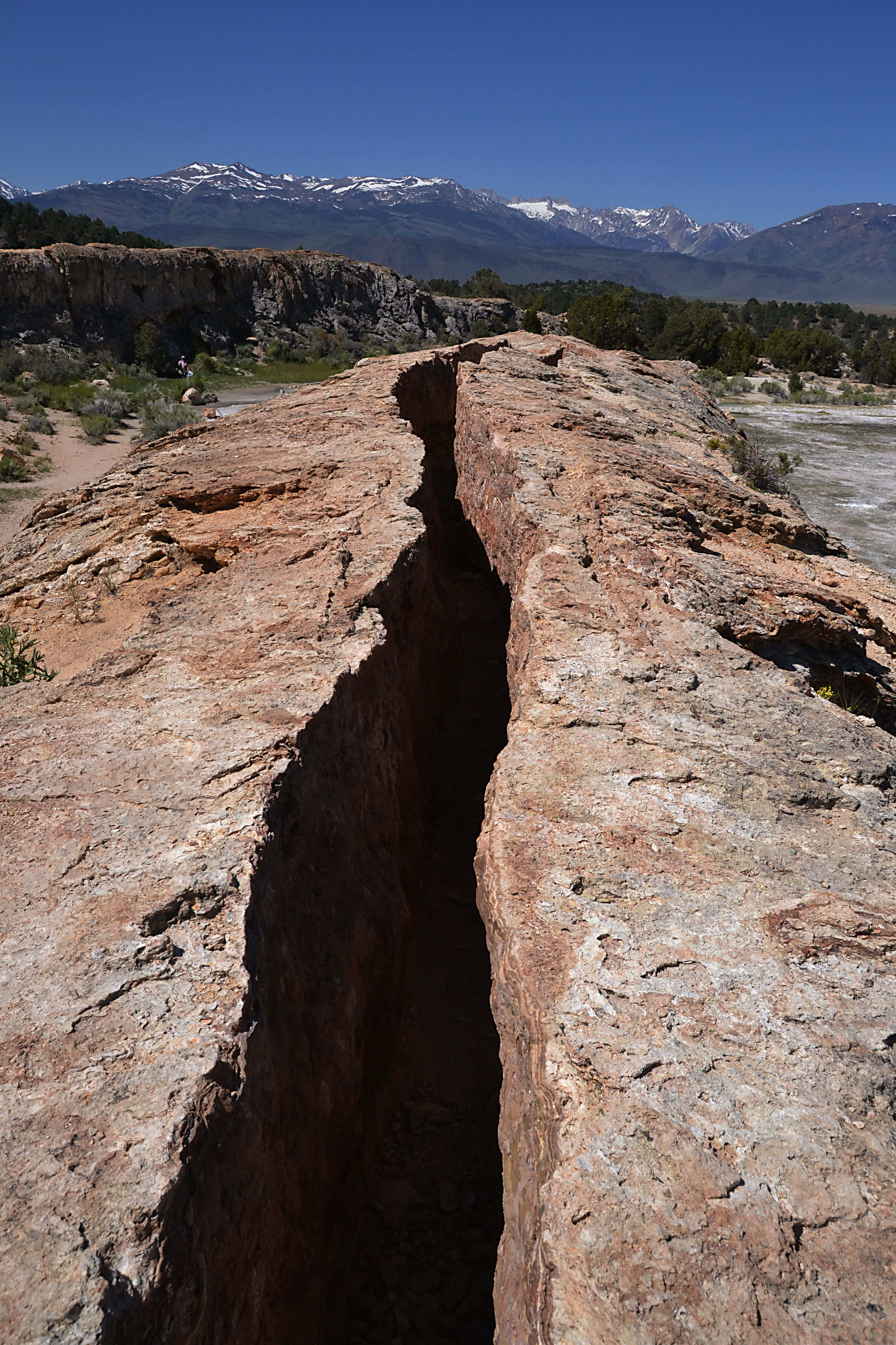 Channel carved by the water at Travertine Hot Springs