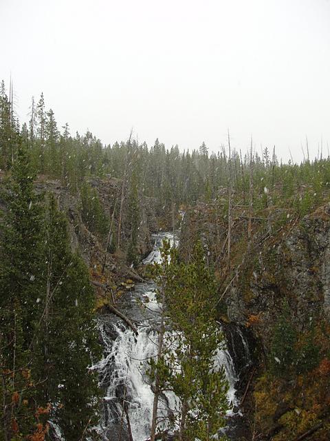 Snow Falling at Gibbon Falls