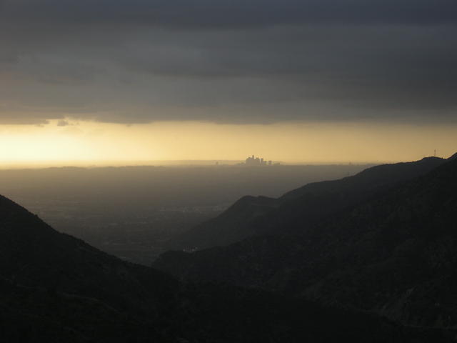 Downtown Los Angeles from above San Gabriel Canyon