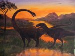 Dinosaur Fight at Sunset