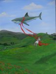 Shark Riding Adventure (acrylic painting on canvas)