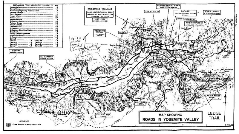 Yosemite Valley Road Map, 1929