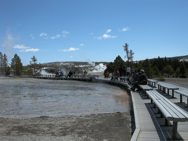 Waiting for Grand Geyser to erupt