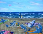 Sand Sharks (acrylic painting on canvas board)