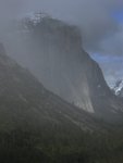 Snow on El Capitan with Clouds and Fog