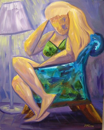 Figure In A Blue Chair