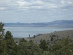 Mono Lake looking powder blue on a cloudy day