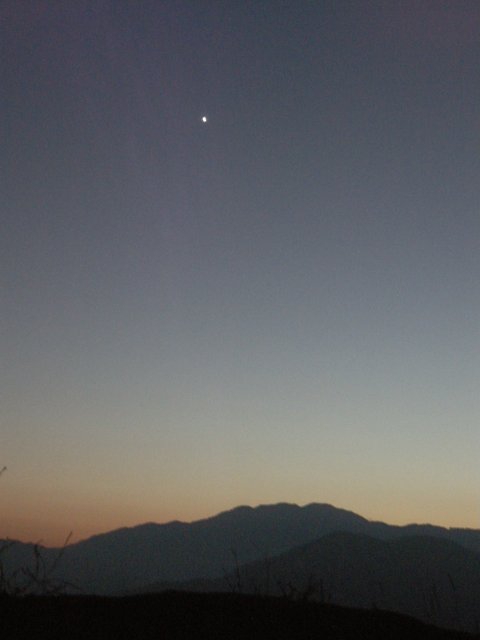 Venus over the San Gabriel Mountains (hand held)