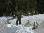 Shoveling snow at Tioga Pass