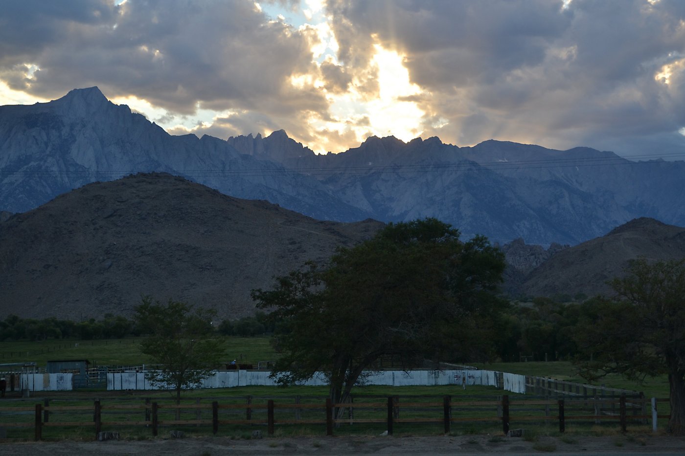 Sun rays and Mount Whitney
