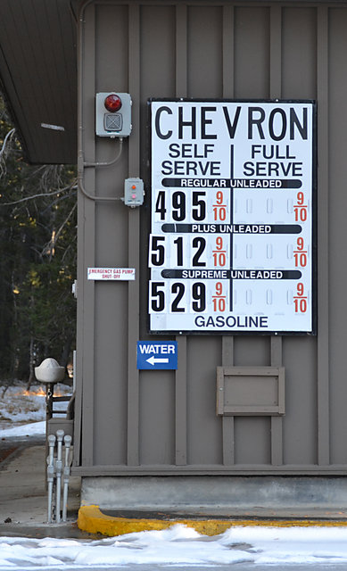 Gas prices at Tuolumne Meadows