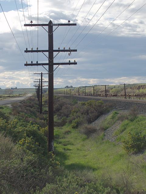 Wires and Tracks Heading Up the Hill From Bakersfield
