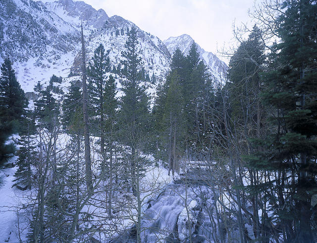 Lee Vining Creek Waterfall in Winter