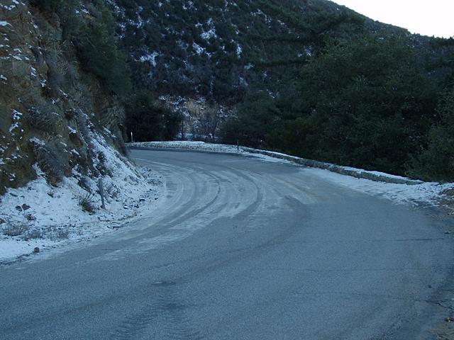 Glendora Ridge Road with Ice and Snow