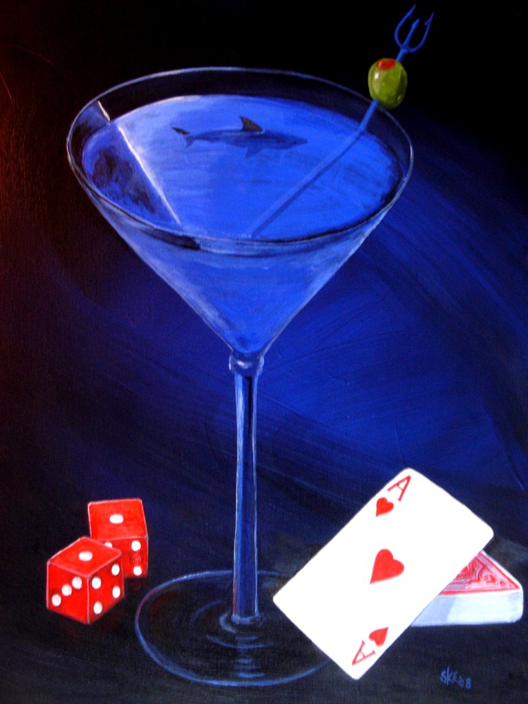 Shark Martini "Sharktini" with cards and dice
