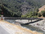 Temporary bridge over the Merced River at the slide on Highway 140